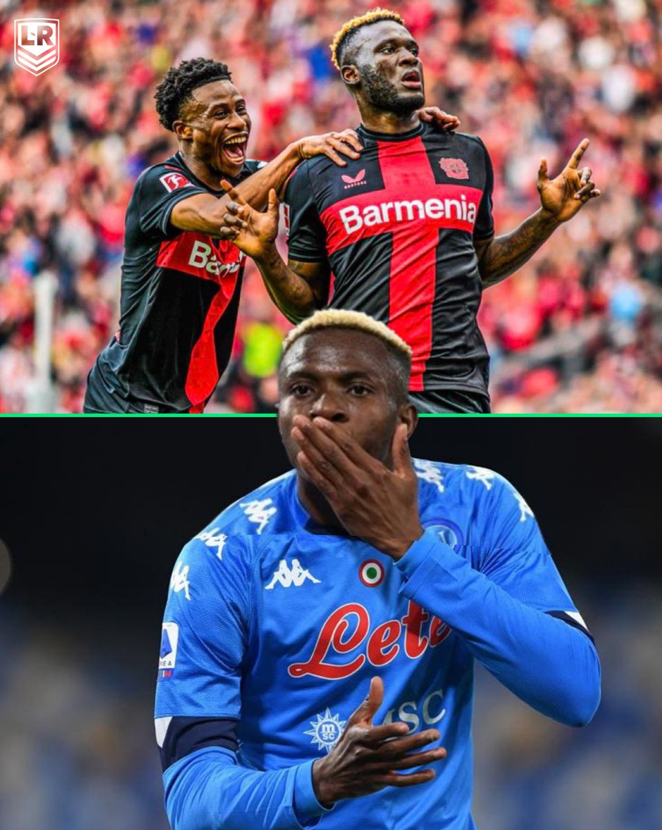 Victor Osimhen won Seria A for Napoli after 33 years. Victor Boniface just secured Bayer Leverkusen's first ever Bundesliga title. Super Eagles players and history making 🎉✨😊