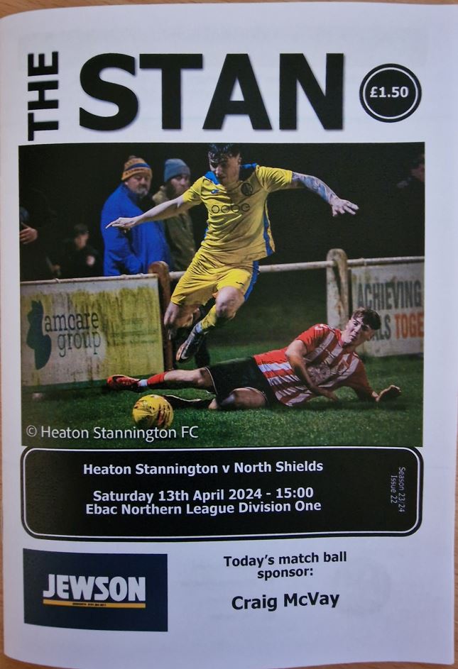 Prooooograaamme!!! At @Heatonstan £1.50 gets you 28 matte paper pages with a colour cover and some photos inside It contains 5 full pages of adverts and has lots of info on the club's history, player profiles, league table and a look at the opposition Great value and well done