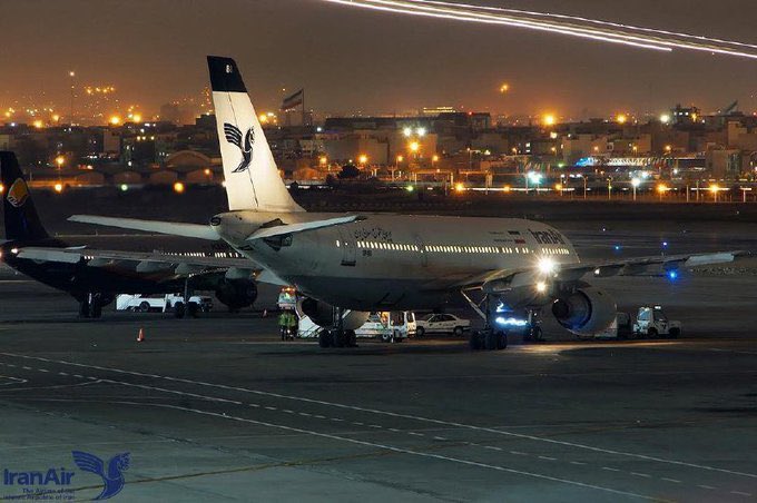 IranAir_IRI's tweet photo. Airports in #Tehran have suspended #flights until 6:00 a.m. local time Monday, according to Iranian officials. All flights in and out of Iman Khomeini Airport, which serves international flights, and #Mehrabad Airport, serving domestic flights, have been canceled. #IKIA https://t.co/oAnS1YsvHF
