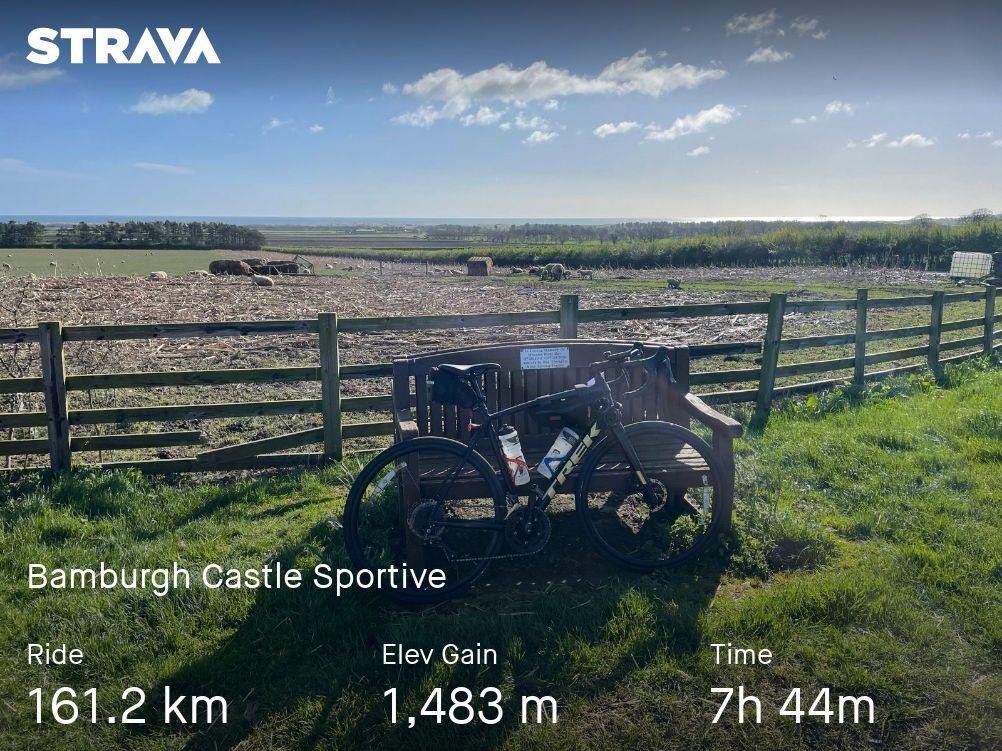 First ever 100 mile ride on the Bamburgh Castle Sportive - great day, but my legs aren't thanking me for it!