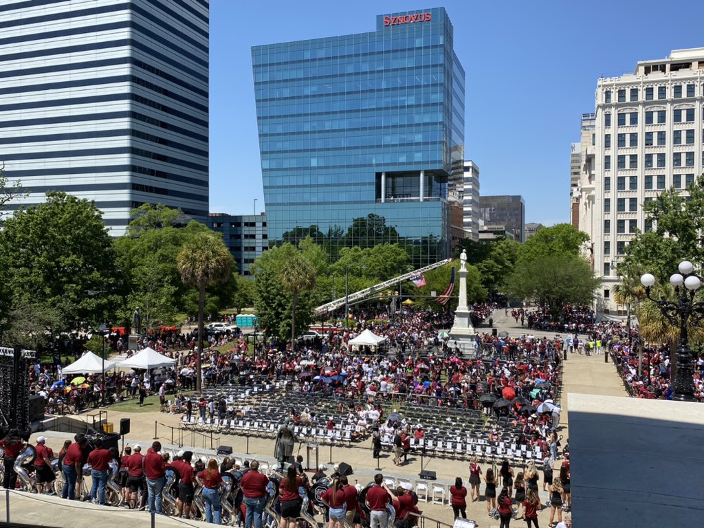 View from the top of the steps of the State House before the Gamecocks Women’s Basketball Team parade.