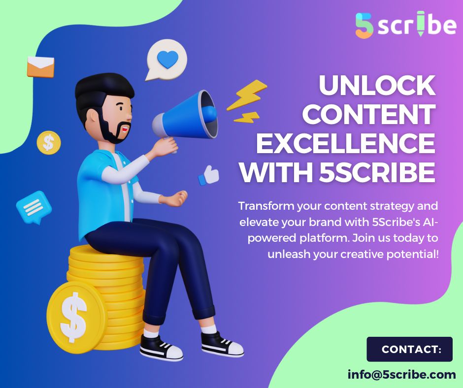 5scribe_'s tweet photo. Unlock content excellence with 5Scribe!   Elevate your brand and transform your content strategy with our AI-powered platform.  
Contact us at info@5scribe.com for more information.  #contentstrategy #AI #creativity #branding #contentcreation https://t.co/xsIZ1BRXhm