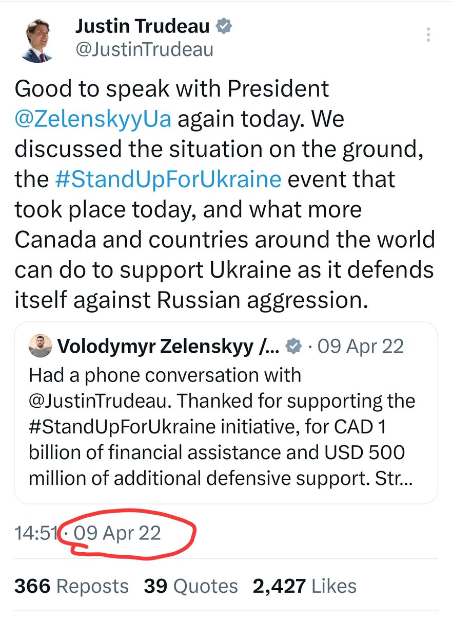 In the 2yrs since this #StandUpForUkraine post: ▪️Canada has racked up $9B in debt to give to Ukraine 🇺🇦 for military support (aka guns & bullets). ▪️ 500,000 Ukraine/Russian men/women/children have died. ▪️ @JustinTrudeau has never suggested a peace deal between both countries.