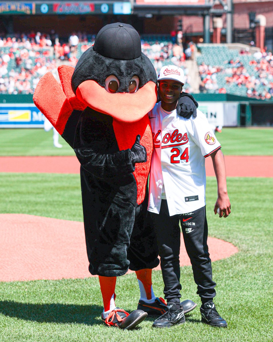 Cortez, an 8th grader from Harlem Park, threw out this afternoon's ceremonial first pitch for Kids' Opening Day!
