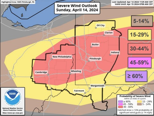 NWSPittsburgh's tweet photo. Here is the latest update regarding the severe weather potential for today. The main change is the threat of large hail  north of Pittsburgh. https://t.co/vqGh4mMpCZ