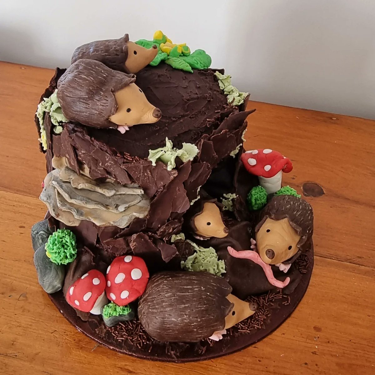Iris' 7th birthday cake ✨️. She asked for a hedgehog cake and this is what I came up with. I think she was pleased. 💕🎂🦔 #cake #birthdaycake #birthday #homebaker #noveltycake