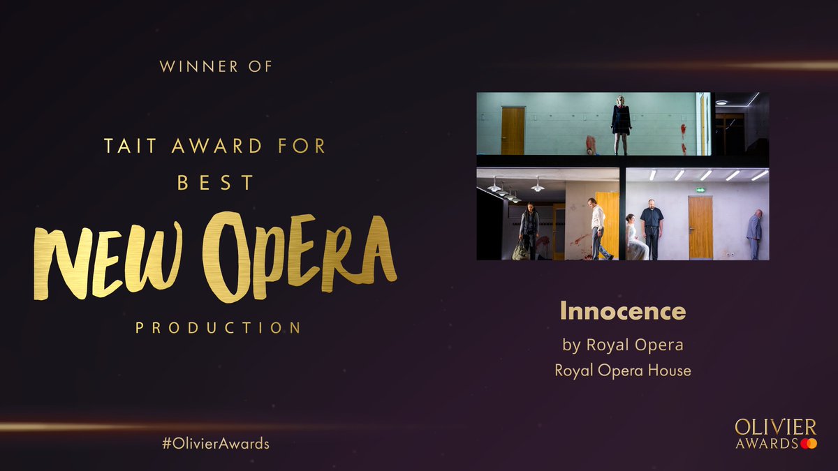 The @TAITTowers Award for Best New Opera Production goes to Innocence by #RoyalOpera at the @RoyalOperaHouse.

#OlivierAwards