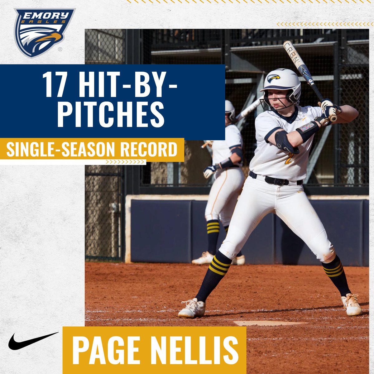 The All-Time HBP Queen strikes again! 👑 Page Nellis breaks her own single-season program record with her 17th hit-by-pitch this afternoon! She also extends her career record to 45! #FlyHigher