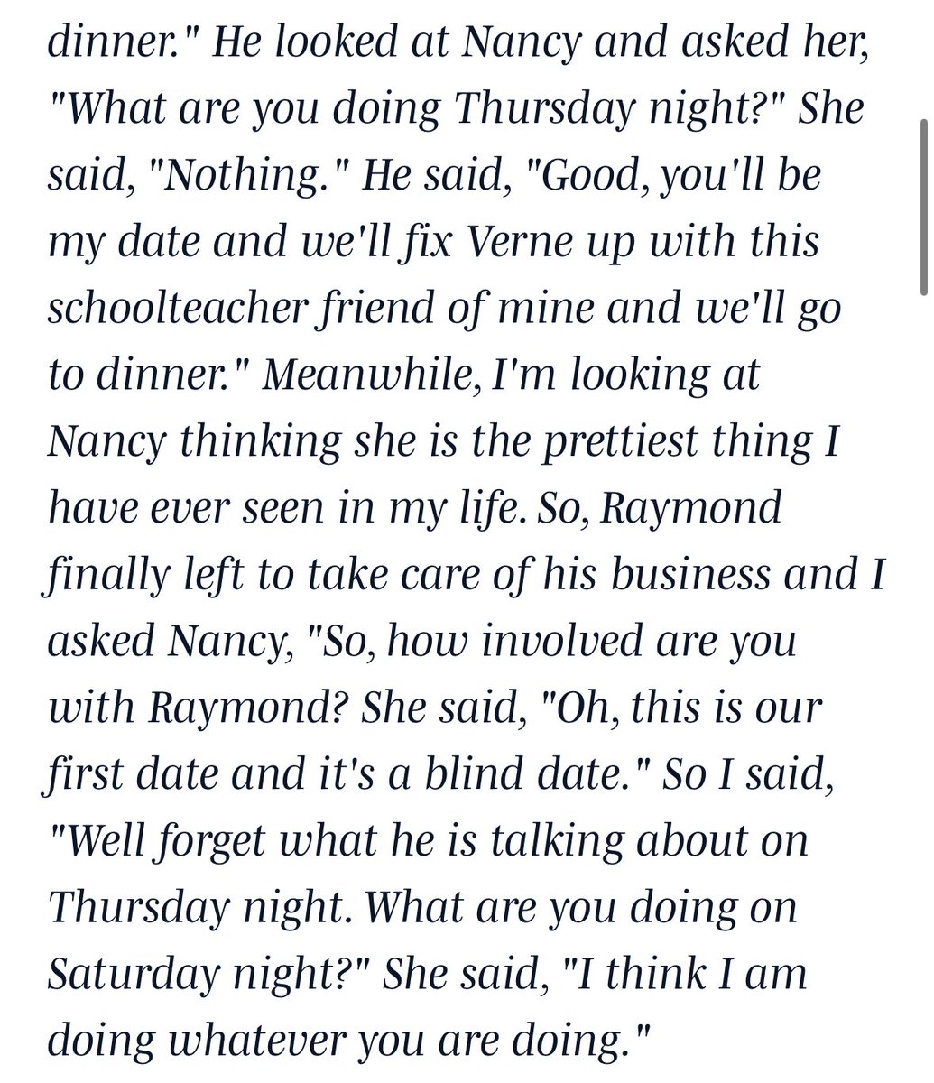 Never forget that Verne is “Mr. Steal your Girl.” The story of how Verne met his third (and current) wife. @HollyAnderson with her finest reporting.