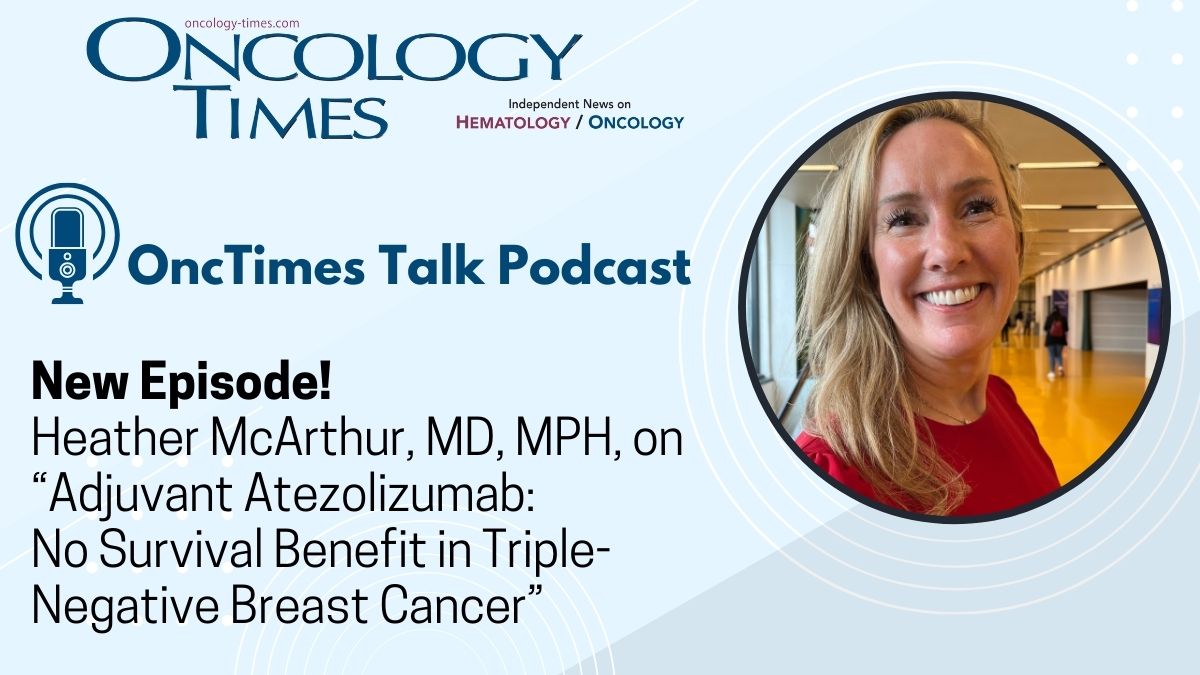 Adding checkpoint inhibition immunotherapy to adjuvant #chemotherapy did not improve survival among patients with triple-negative #breastcancer, according to a new study. Heather McArthur, MD, MPH, discusses the results in this #podcast: ow.ly/6k5s50Rfo0F @hmcarthur