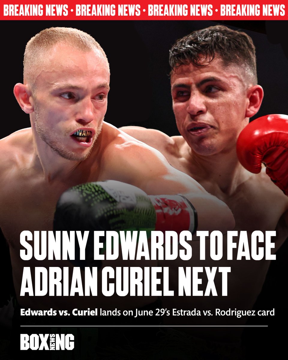 🚨 𝗖𝗼𝗻𝗳𝗶𝗿𝗺𝗲𝗱: @SunnyEdwards will face Adrian Curiel on the #EstradaRodriguez card. More here: buff.ly/4aLC0bW