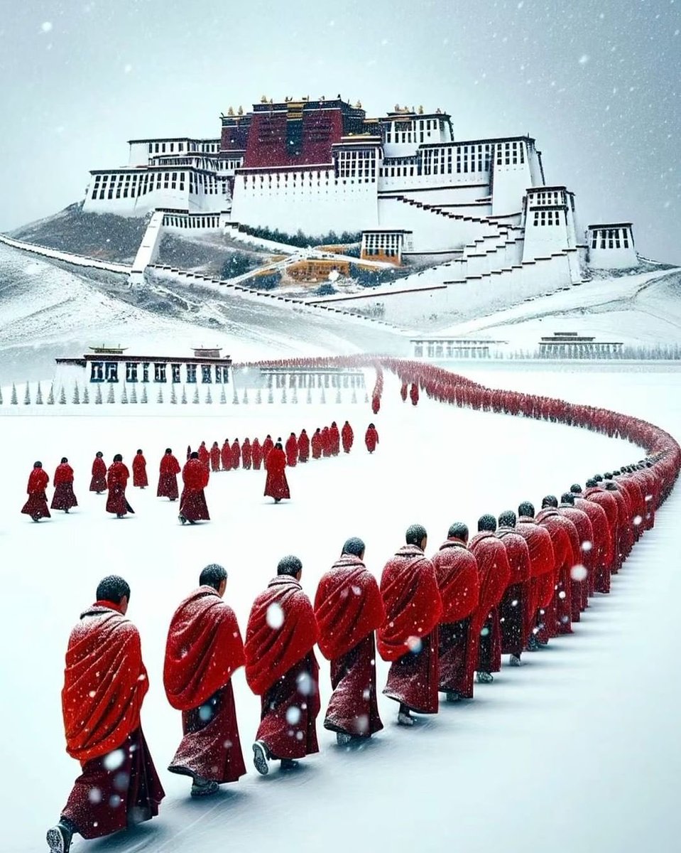 Descubre_China's tweet photo. Palacio Potala , China🙏🏼 🇨🇳
También conocido como Templo de Lhasa,  residencia de los dalái lama desde que Lozang Gyatso lo fundó en 1648 en Lhasa, la capital del Tíbet. Fue la residencia de los máximos representantes del Budismo hasta 1959.

#China #Tibet #Potala #Templo #Lasha https://t.co/JRDsiKGWcK