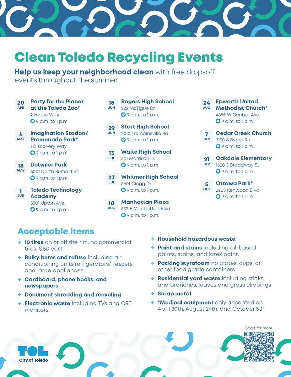 🌍♻️ Join us for the Clean Toledo Recycling Event this Friday at the Toledo Zoo! Remember, more events are closer to you! Plus, FREE landfill disposal days available. Details: ow.ly/G5rE50RfeO1. Clean Toledo full schedule: ow.ly/BXpZ50RfeO0
