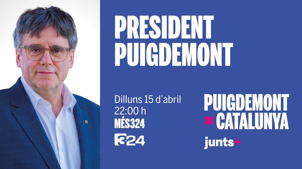 🎙 Demà, les 22:00h, no et perdis l'entrevista de @xgraset al president @KRLS Puigdemont al @Mes_324. 📌 Podràs seguir l'entrevista en directe a ccma.cat/3cat/directes/…