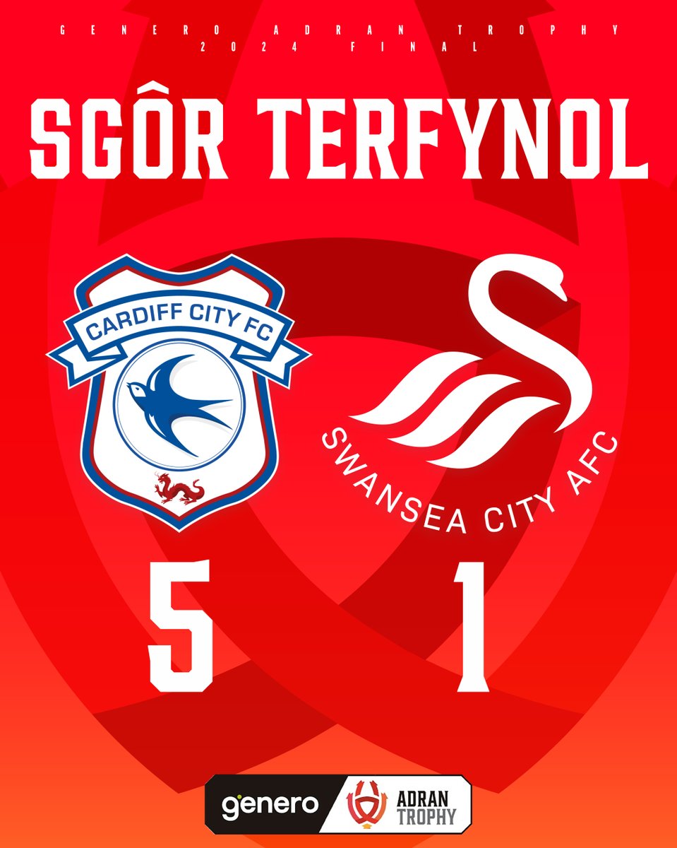 FT | 🔵 5-1 🦢 A second half masterclass from @CardiffCityFCW clinches the trophy! Watch live 👉 bit.ly/3TYr6sv #GeneroAdranTrophy