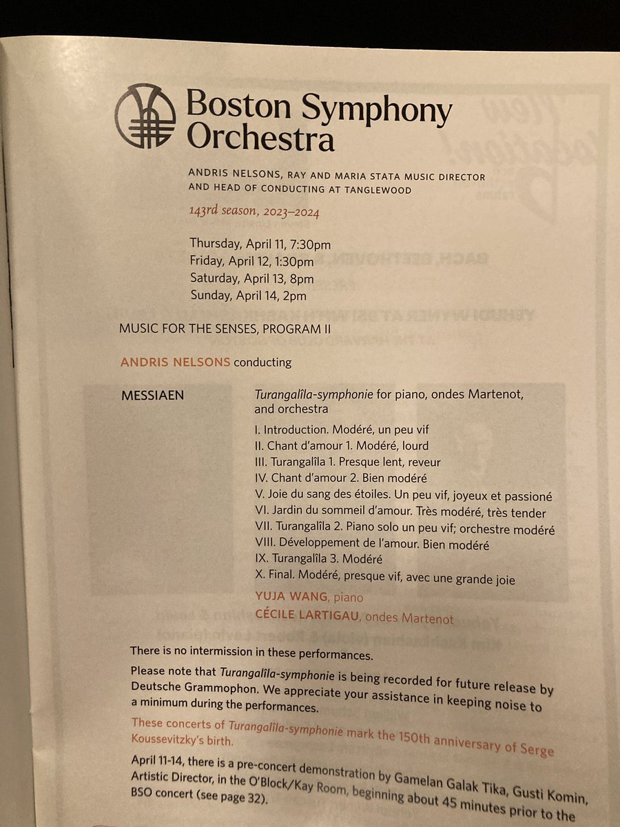 This afternoon’s agenda: Turangalila at the BSO