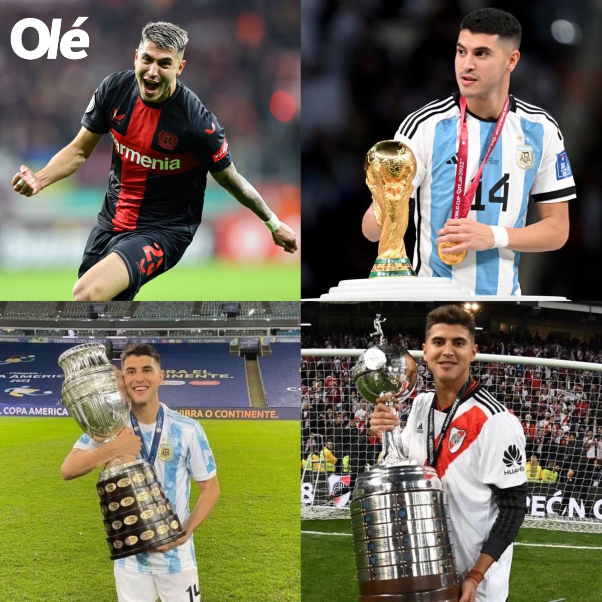 DiarioOle's tweet photo. ¡UNO QUE GANÓ POQUITO! 😏

🇦🇷 Exe Palacios conquistó la Bundesliga con el Leverkusen siendo un pilar importante del equipo.

🏆 Algunos de los trofeos que ganó...

➡️ Copa Argentina 2017 y 2019
➡️ Recopa Sudamericana 2019
➡️ Supercopa Argentina 2018
➡️ Copa Libertadores. 2018
➡️ Copa América 2021
➡️ Finalissima 2022
➡️ Copa Mundial de Fútbol 2022
➡️ BUNDESLIGA 2023/24