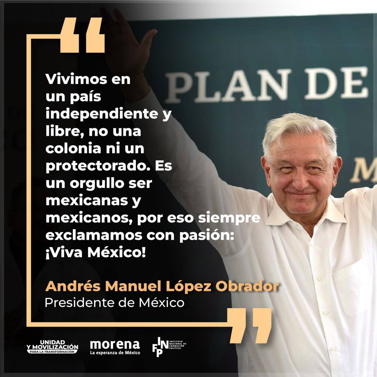 ¡Es un honor estar con Obrador! El gobierno de la 4T encabezado por el presidente @lopezobrador_ ha regresado la dignidad al pueblo de México, hoy somos una nación libre, independiente y soberana. Nunca más seremos una colonia, ni un protectorado.