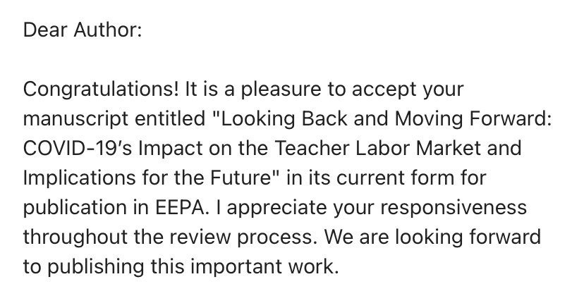 Wonderful news this weekend and so excited for my student @andrewcamp_ . Our work with @jbmcgee, one of Andrew’s PhD dissertation chapters, just accepted for publication at @EEPAjournal 🎉 ! @andrewcamp_ now just crush that dissertation defense coming up @ua_edreform