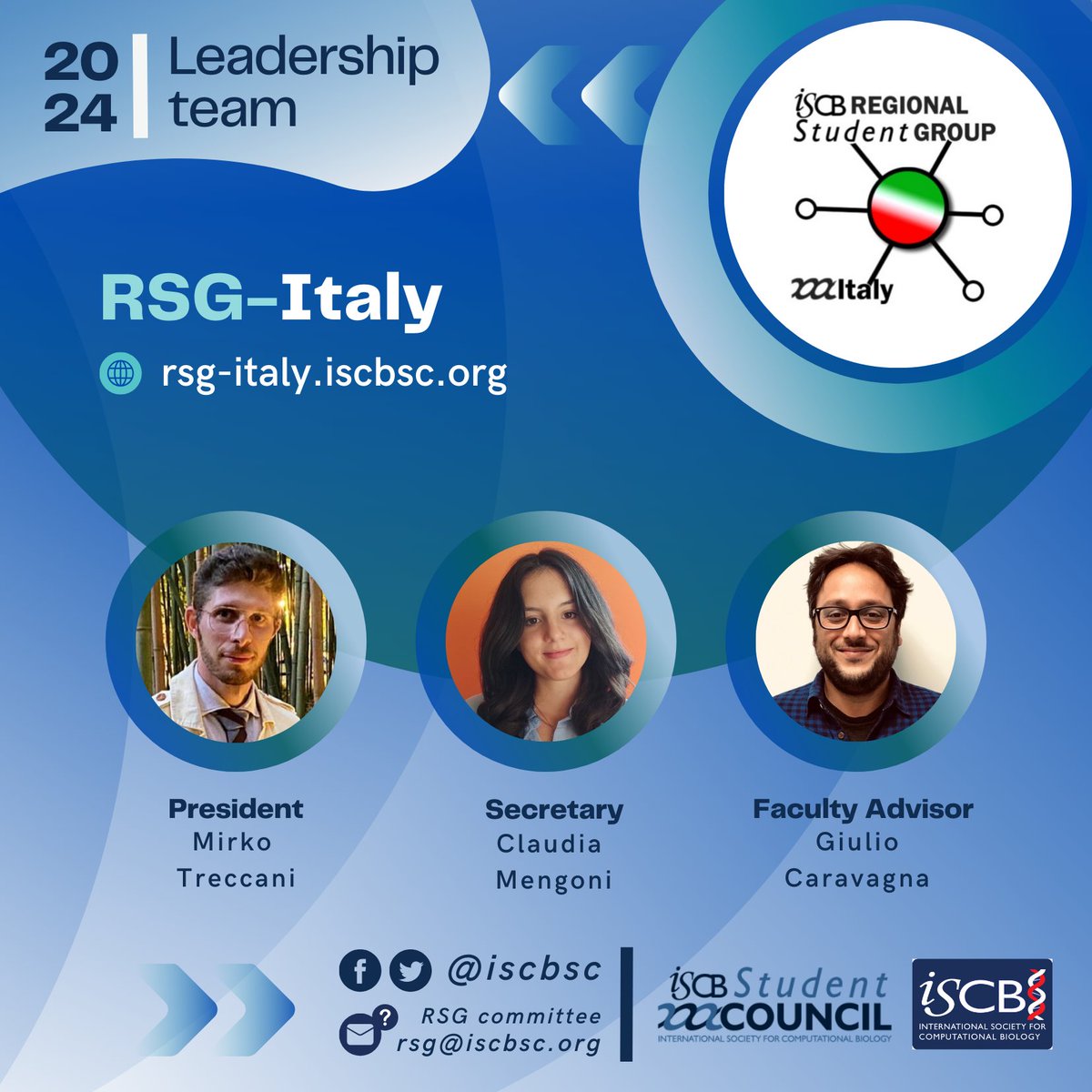 ISCB Student Council (@iscbsc) on Twitter photo <a href="/pradeeperanti/">Pradeep Eranti | @peranti@{genomic|bsky}.social</a> <a href="/iscbrsgchile/">ISCB RSG Chile</a> <a href="/OliveraFuchris/">Christian Olivera</a> <a href="/ip_biohacker/">bioh4cker</a> <a href="/ISCB_RSG_India/">ISCB RSG India</a> <a href="/Govind_GRD/">Govind</a> <a href="/NikitaRay19/">Nikita Ray</a> <a href="/manish_kr_udsc/">MKu</a> @ISCB_RSGPeru <a href="/CleidyOsorio/">Cleidy Osorio</a> <a href="/fab_cotera/">Fabricio Cotera</a> <a href="/davidr_requena/">David Requena, PhD</a> <a href="/rsg_pak/">RSG Pakistan</a> <a href="/FarahZulfiqar01/">Farah Zulfiqar 🇵🇰🇵🇸</a> <a href="/haseebmanzoor99/">Haseeb Manzoor</a> <a href="/RSGArgentina/">RSG Argentina</a> <a href="/MMDidierGarnham/">Mercedes Didier Garnham</a> <a href="/Unn_frid/">Unn-frid</a> <a href="/AndrePeasBall/">Andrea Peñas Ballesteros</a> <a href="/LKamenetzky/">Laura Kamenetzky</a> #6
RSG-Italy (<a href="/RSGItOfficial/">RSG Italy Official</a>) activities for 2024 will be led by Mirko Treccani (President <a href="/ConteTreccani/">Mirko Treccani</a>), Claudia Mengoni (Secretary <a href="/cengoni451/">Claudia Mengoni</a>), and their team, advised by Giulio Caravagna (<a href="/gcaravagna/">Giulio Caravagna</a>).
#Bioinformatics #ComputationalBiology <a href="/pradeeperanti/">Pradeep Eranti | @peranti@{genomic|bsky}.social</a> <a href="/iscbrsgchile/">ISCB RSG Chile</a> <a href="/OliveraFuchris/">Christian Olivera</a> <a href="/ip_biohacker/">bioh4cker</a> <a href="/ISCB_RSG_India/">ISCB RSG India</a> <a href="/Govind_GRD/">Govind</a> <a href="/NikitaRay19/">Nikita Ray</a> <a href="/manish_kr_udsc/">MKu</a> @ISCB_RSGPeru <a href="/CleidyOsorio/">Cleidy Osorio</a> <a href="/fab_cotera/">Fabricio Cotera</a> <a href="/davidr_requena/">David Requena, PhD</a> <a href="/rsg_pak/">RSG Pakistan</a> <a href="/FarahZulfiqar01/">Farah Zulfiqar 🇵🇰🇵🇸</a> <a href="/haseebmanzoor99/">Haseeb Manzoor</a> <a href="/RSGArgentina/">RSG Argentina</a> <a href="/MMDidierGarnham/">Mercedes Didier Garnham</a> <a href="/Unn_frid/">Unn-frid</a> <a href="/AndrePeasBall/">Andrea Peñas Ballesteros</a> <a href="/LKamenetzky/">Laura Kamenetzky</a> #6
RSG-Italy (<a href="/RSGItOfficial/">RSG Italy Official</a>) activities for 2024 will be led by Mirko Treccani (President <a href="/ConteTreccani/">Mirko Treccani</a>), Claudia Mengoni (Secretary <a href="/cengoni451/">Claudia Mengoni</a>), and their team, advised by Giulio Caravagna (<a href="/gcaravagna/">Giulio Caravagna</a>).
#Bioinformatics #ComputationalBiology