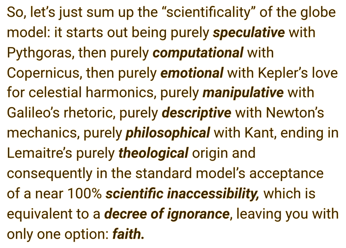 The 'scientificality' of the Globe Model... Courtesy of Michael Brenner, A (hopefully) soon to be guest on @AetherCosmology