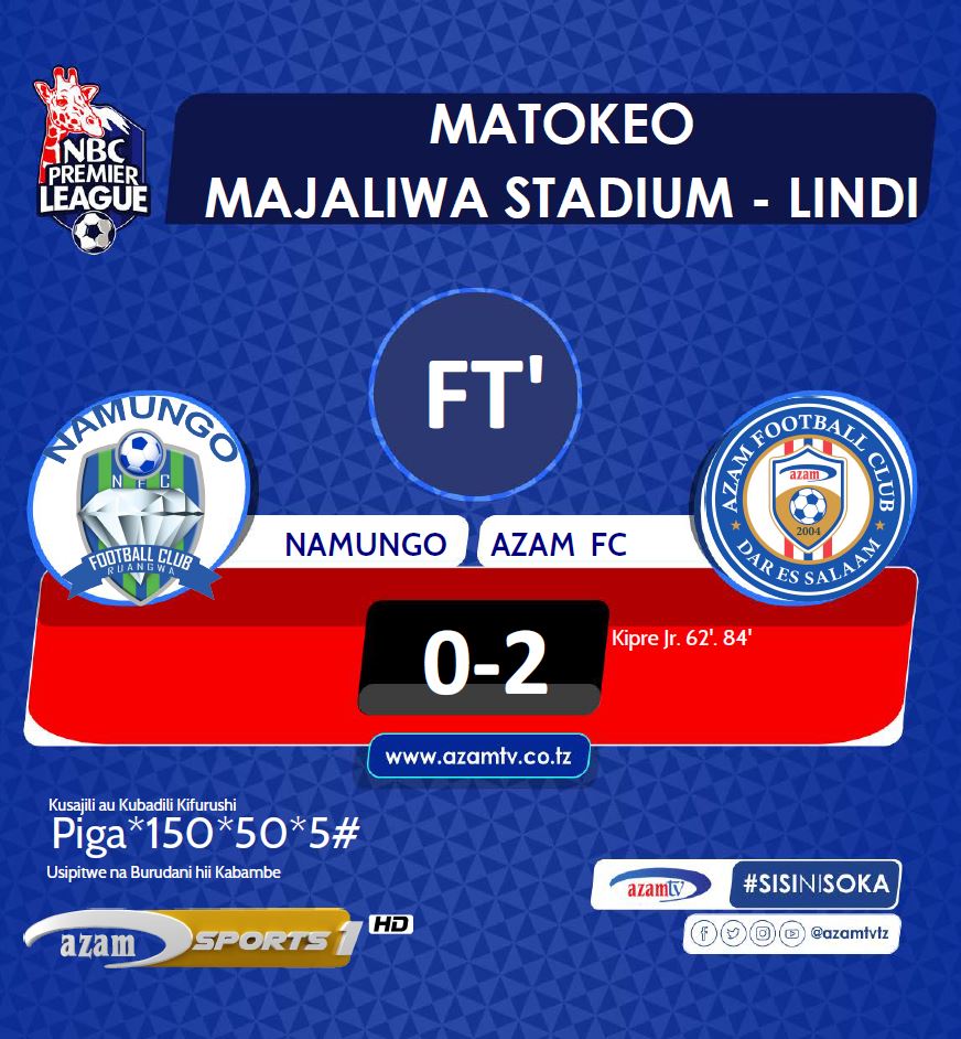 #NBCPL Kisasi kimelipwa…..

FT:  Namungo FC 0-2 Azam FC

#AzamSports1HD #AzamSports1HD #NBCPremierLeague #LigiKuuYaNBC #NBCPL #NBCPLUpdates #SokaLetuBambam #SokaLetuDamdam #NamungoFC #AzamFC #NamungoAzam