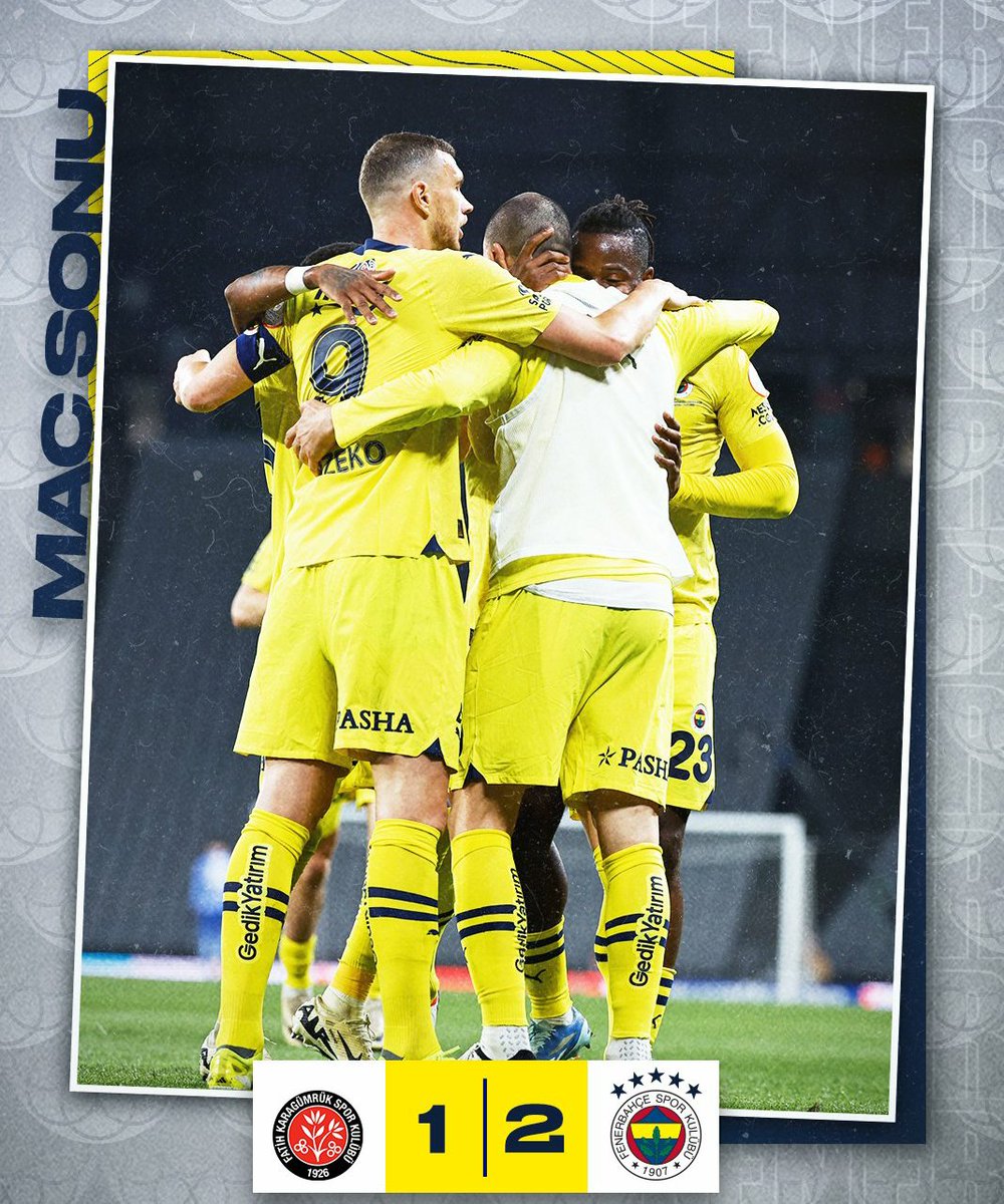 markafutbol_com's tweet photo. F.KARAGÜMRÜK 1-2 FENERBAHÇE
⏱️MAÇ SONUCU #FKGvFB
🔥 #Fenerbahçe, Süper Lig'in 32.Haftasında #FatihKaragümrükspor'u 2-1 yendi.
*** GOLLER ***
⚽ 45 #CanKeleş 1-0
⚽ 47 #Dzeko 1-1
⚽ 56 #Batshuayi (Pen) 1-2
🟥 #Karagümrük'te 75'te #Mendes 90+7'de #Eysseric kırmızı kart gördü. https://t.co/r38GMLm63A