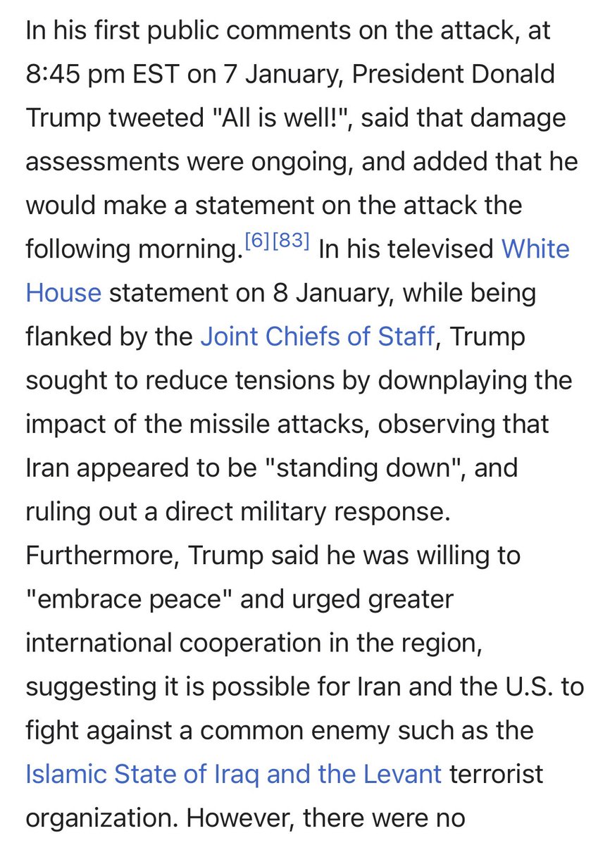 Since Trump said Iran never would’ve launched drones against Israel if he was president, who was president in Jan 2020? And just like Covid, Trump covered up the seriousness of it and just gave us happy talk.