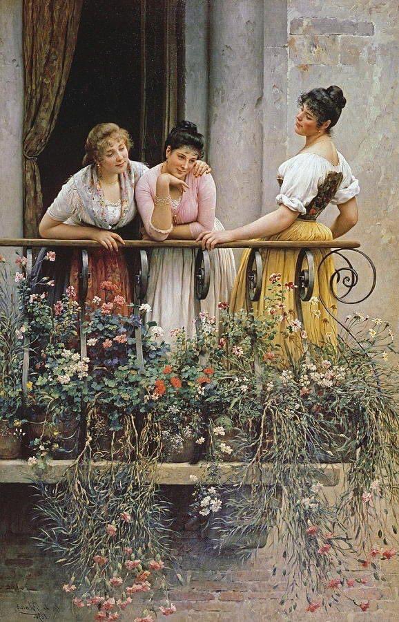 The Balcony By : Eugene de Blaas (1843-1932) Italian painter
