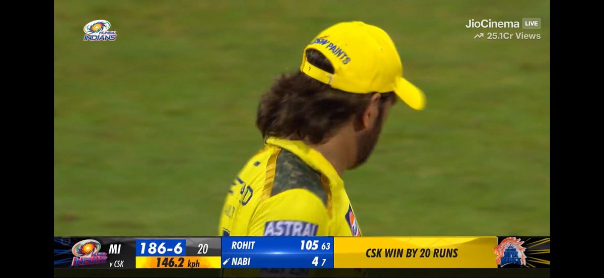 Csk won by 20 runs. Yes, THOSE twenty runs. #MSDhoni #GOAT #6662 #thala Notwithstanding a determined 105* from RohitSharma, CSK notch up their first away victory against MI. #whistlepodu