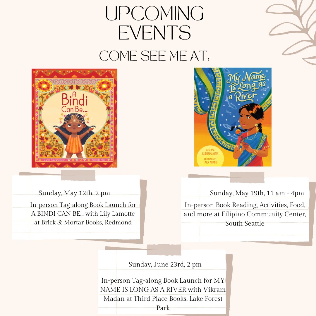 A Bindi Can Be...releases on May 7th and My Name Is Long As A River releases on May 28th. I'm excited for these local in-person events next month and June. They are free for all to attend. Hope to see you there! #abindicanbe #mynameislongasariver #picturebookauthor