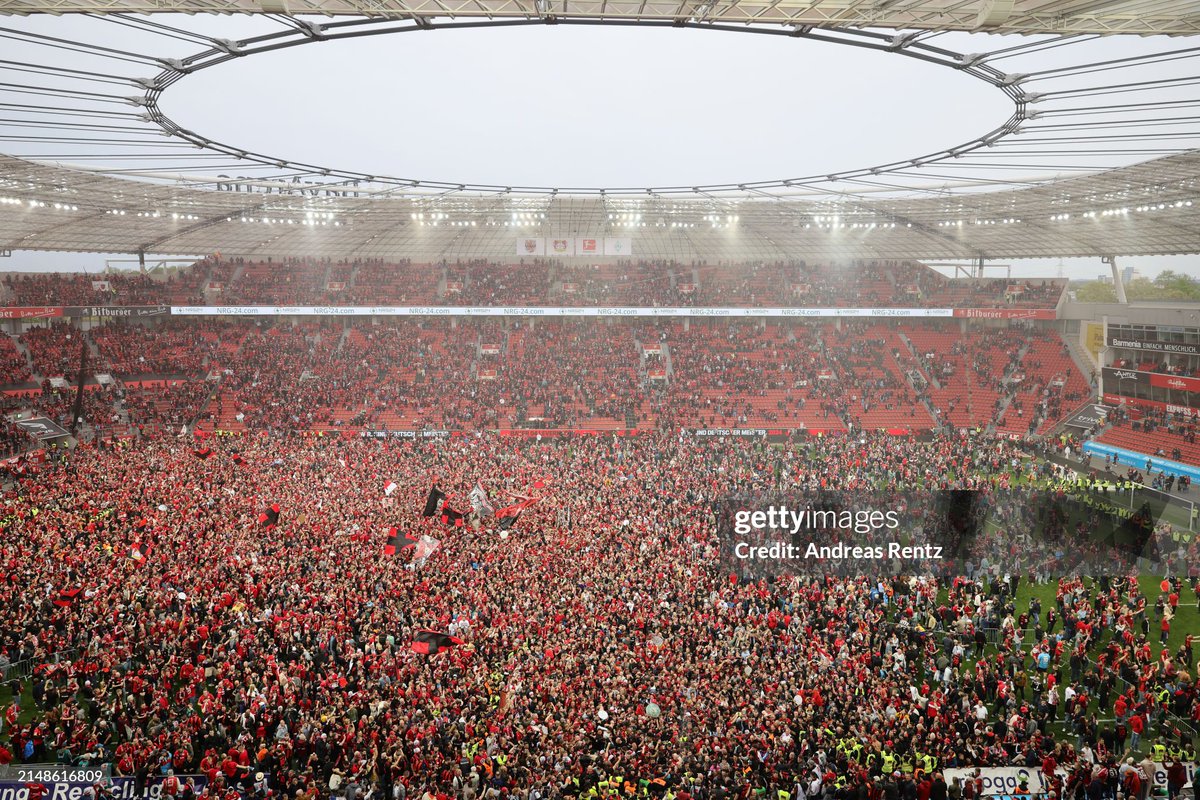 Bayer Leverkusen make history, winning their first-ever Bundesliga title with a 5-0 defeat of Werder Bremen at BayArena in Leverkusen, Germany 📸: Christof Koepsel, Andreas Rentz, Lars Baron #DeutscherMeisterSVB #Winnerkusen