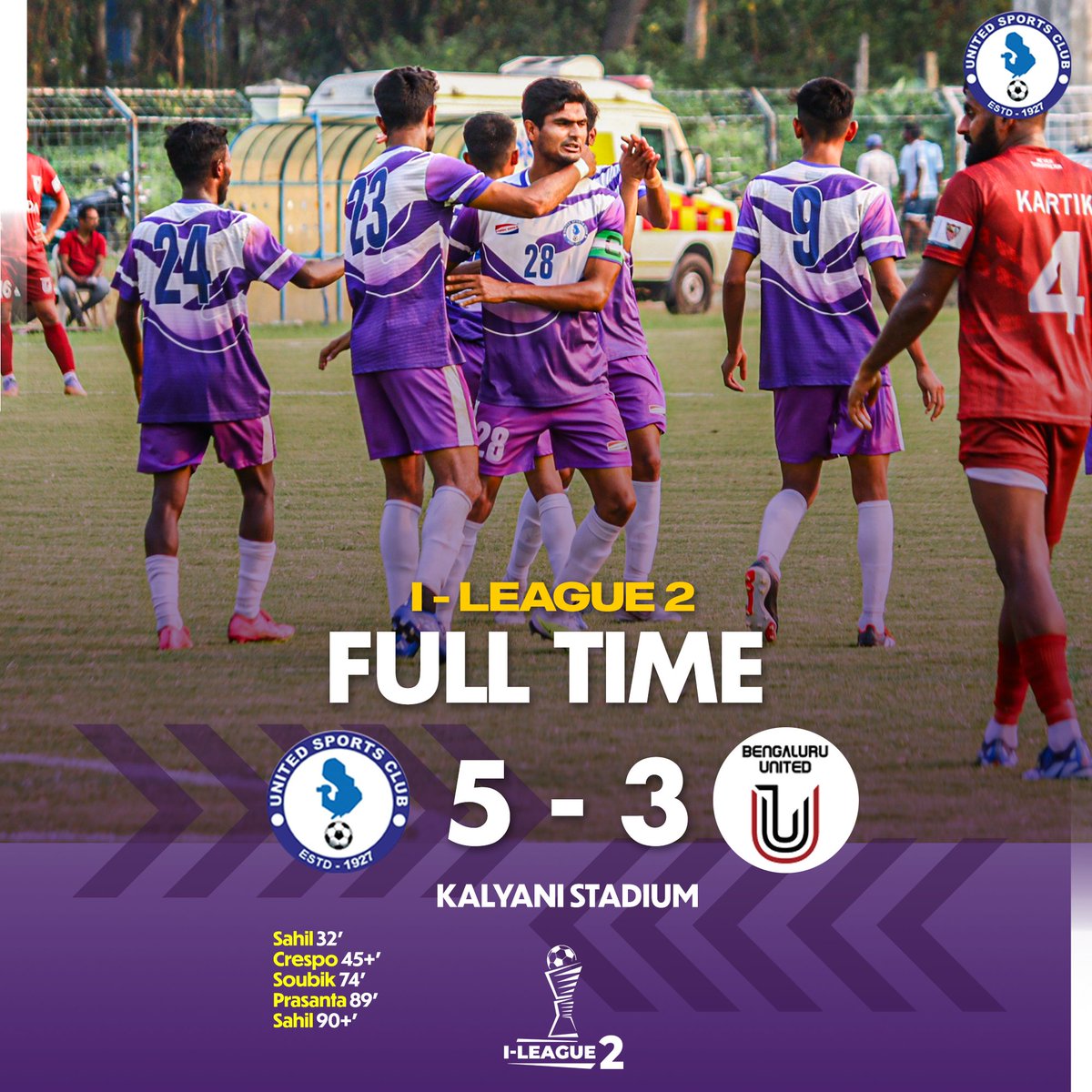 Much needed win today against in form FC Bengaluru United
#aiff #bleedpurple #unitedsportsclub