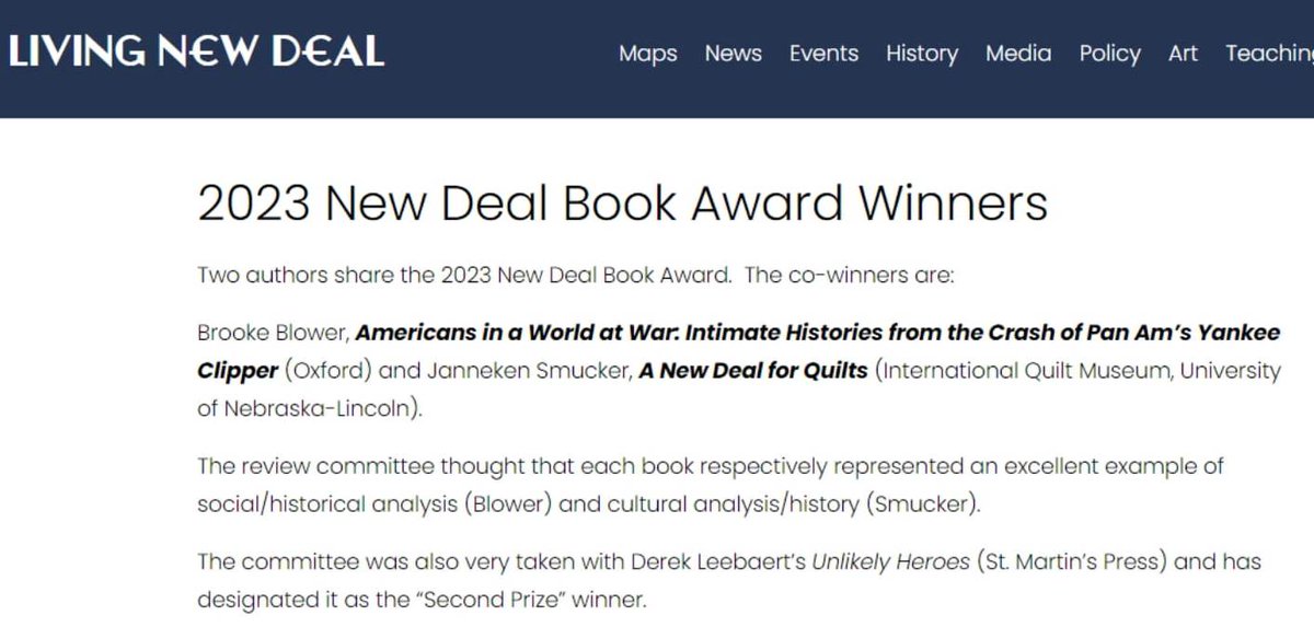 Our 2023 book award winners! livingnewdeal.org/media-referenc… And thanks to all the nominees for writing their books and adding to New Deal, FDR & related scholarship & history! #History #books #BooksWorthReading @HistoryBU @JannekenSmucker