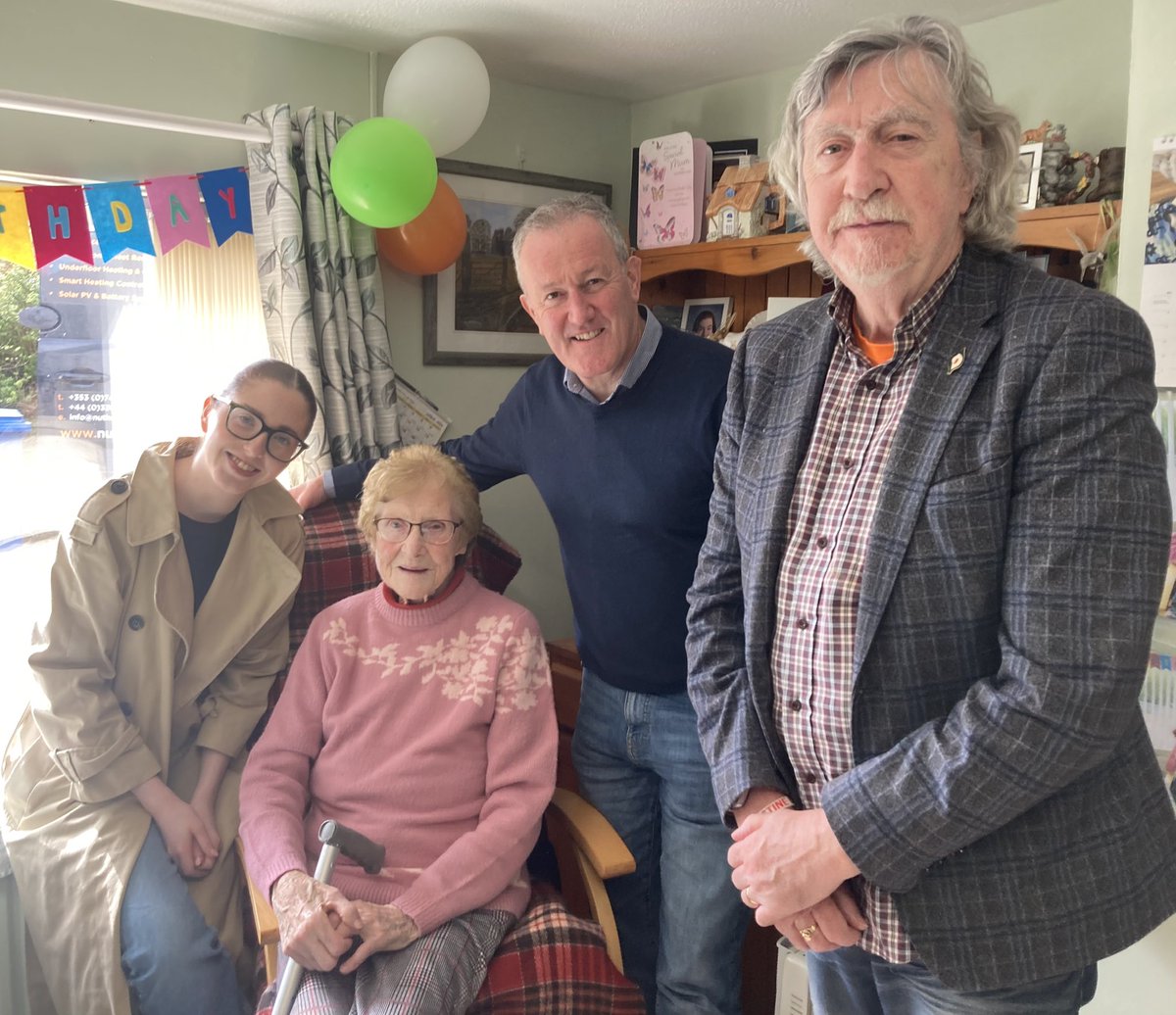 Lá breithe sona Maisie Moley “May God bless you Maisie on this milestone 100th birthday & continue to bless you with good health, happiness, and many more years of life. We thank you & the family for your warm welcome & great friendship throughout the years” @conormurphysf