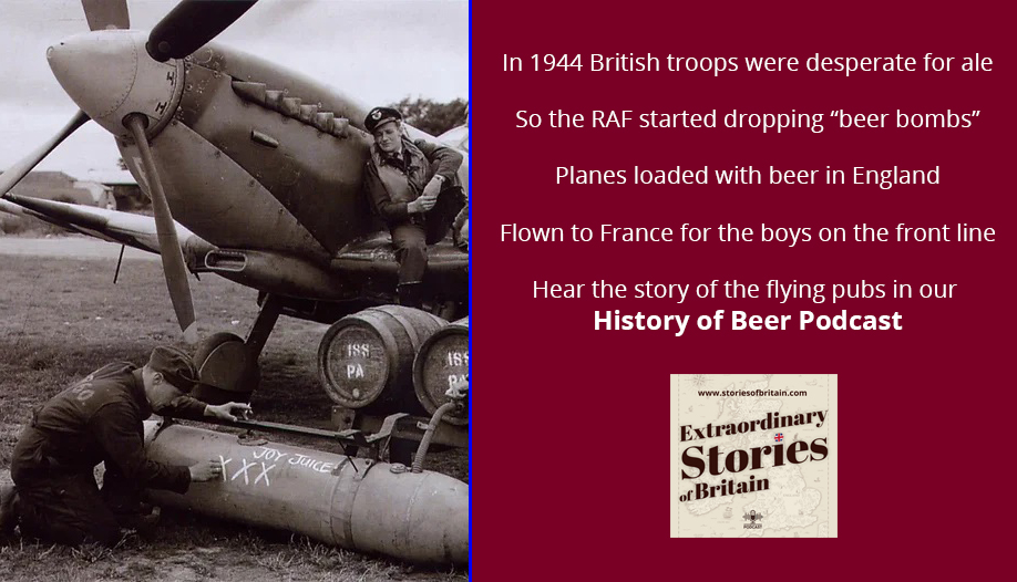 In 1944, British troops stationed in France for D-Day were desperate for beer. So the RAF hatched a plan for flying pubs. Listen to the story of the beer bombs in our podcast: storiesofbritain.com/post/pub-names… @BushMagic @BBGuides @RoyalAirForce