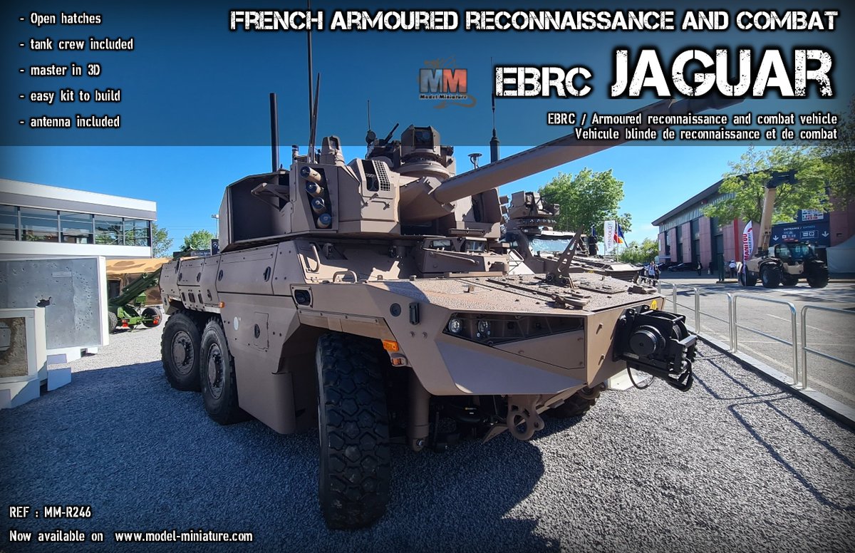 model_miniature's tweet photo. Nouveauté Model-Miniature de EBRC JAGUAR, véhicule de reconnaissance et de combat au 1/72.
-Kit complet en résine de EBRC JAGUAR
-Tankiste
-Antennes
-Master impression 3D
https://t.co/vo0N1LYJKY
#arquus #VAB #model #miniature #braillescale #nexter #EBRCJAGUAR #JAGUAR #nexter https://t.co/TcQOlmOPsq