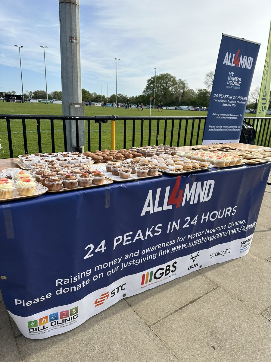 Fantastic day at @ipswichrugby minis rugby festival. So good to raise more awareness about our challenge, MND and @MNDoddie5 Lots of fabulous cakes sold and more many raised. Thank you so much, we loved meeting you all 💙🧁 justgiving.com/team/24peaks