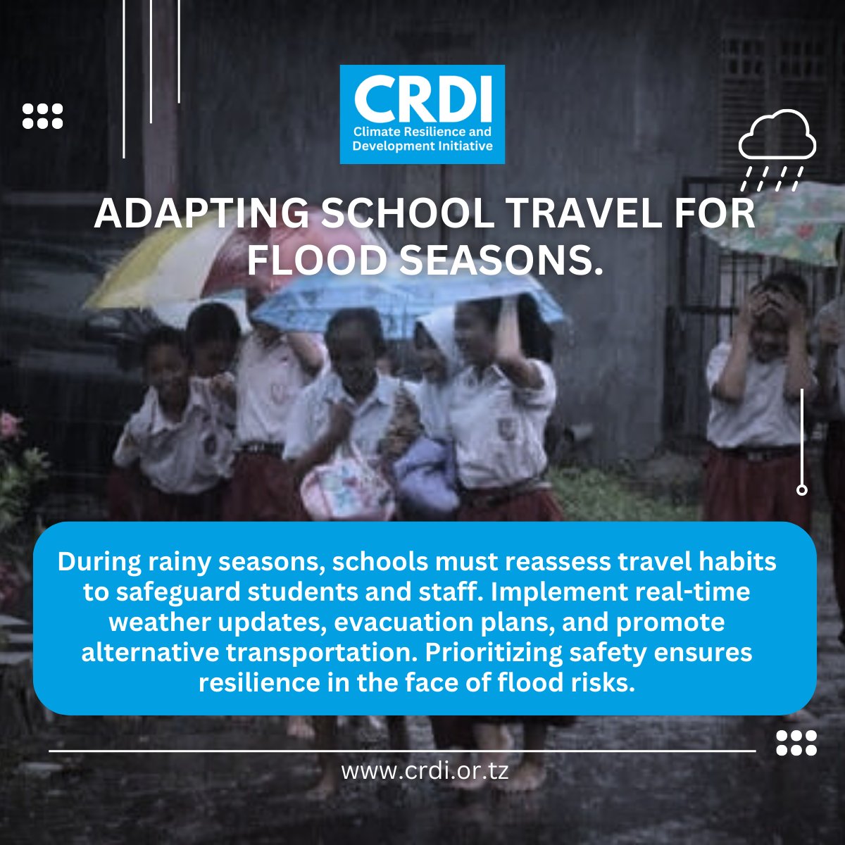 Adapting School Travel for Flood Seasons 🚌
Prioritizing safety ensures resilience in the face of flood risks. 🌧️🏫 #FloodSafety #SchoolTravel #Resilience #CRDI #ClimateActionNow #climatechange