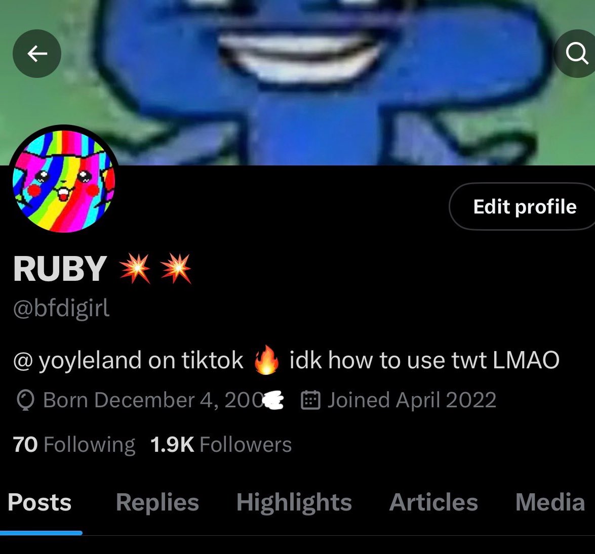 bfdigirl's tweet photo. the account vs the person who runs it https://t.co/3O3ZQXQawV
