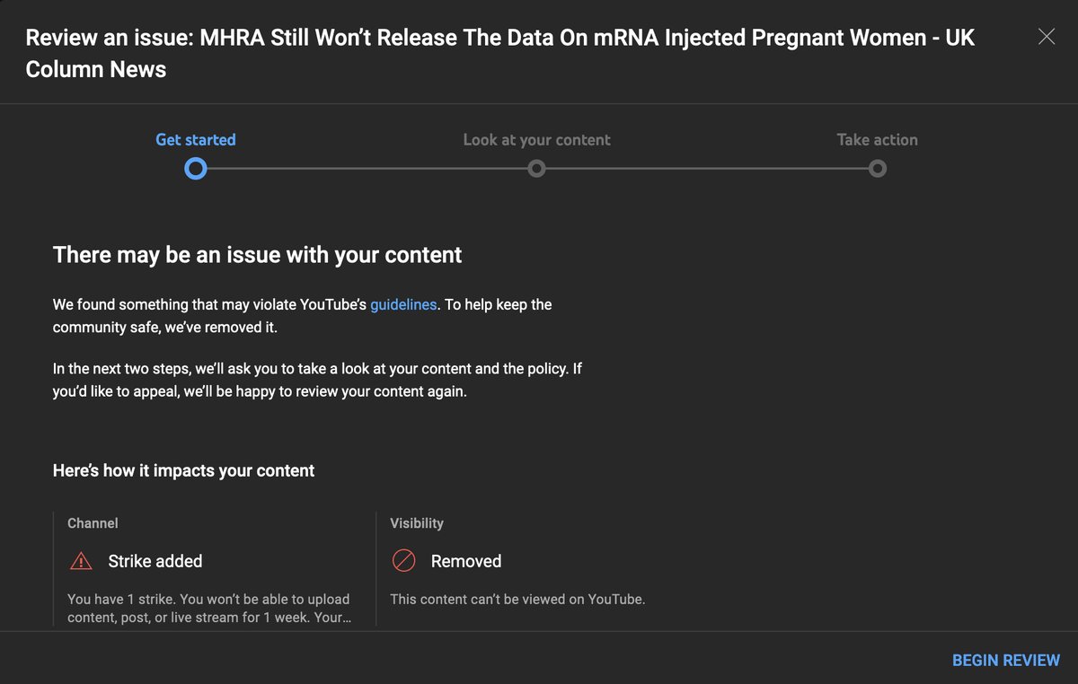 YouTube has given UK Column Extracts another strike, meaning we can't post anything on there for a week. Their reasons for removing this clip (which talks about the MHRA withholding data) is: ... 'Medical misinformation'. Follow here for backup channels: ukcolumnextracts.co.uk