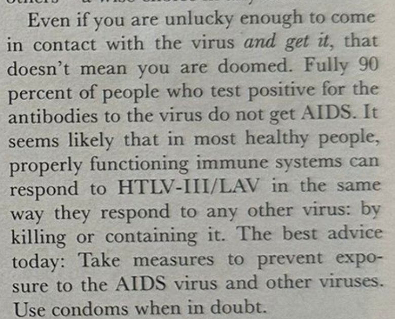 1986 advice on HIV and AIDS: Back then the experts thought that most people infected by HIV wouldn’t develop AIDS. They were wrong. There just hadn't been enough time go by to see what it did longer-term to people.