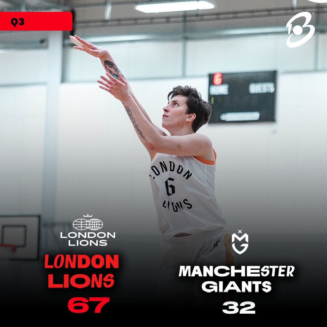 🔥 @londonlionsw pulling away from the @McrGiants with a strong lead going into the fourth💪 Join the action here👇 📺youtube.com/@BritishBasket… #UNBEATABLE #BritishBasketballLeague