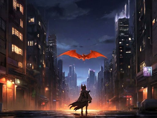 ZokioFlo's tweet photo. In the distance, Flo could see a batman-esque flame in the sky, casting a shadow over another shady figure. Sword drawn, Flo strode onwards, as she got closer, it turned, she could see a girl, wielding a large scythe and face mask.Fear hit, but she strode on #day68 #zokioshowcase https://t.co/KZEcyBEHSk