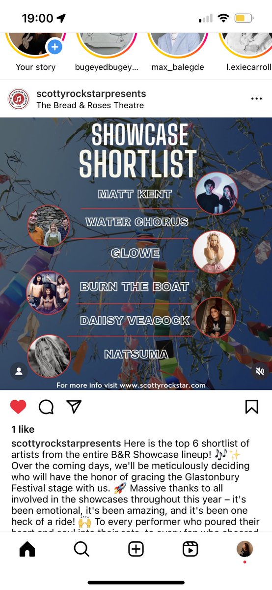 hello i am cripplingly hungover BUT we made the frigging glasto shortlist are u maddddd !!!! please please please if you have a sec go show us some love under this post on IG to help us get there !!! ⬇️⬇️