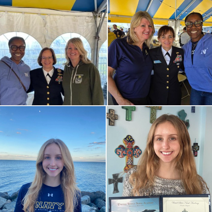 What a day for women in the @USNavy! My wife @Atlantic9318 & her USNA roommate met with @USNavyCNO ADM Franchetti and USNA Supe VADM Davids - all inspirations for our daughter @AspenGallaudet, who enters USNA in June. Here's to future generations of fine role models like these!!