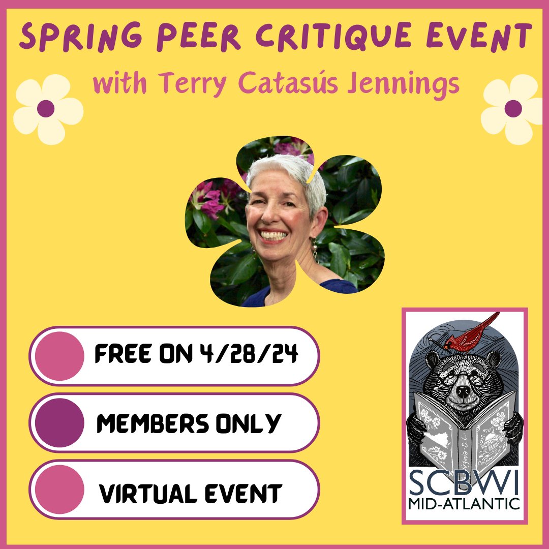 Looking for feedback on your writing or illustrating? Register for our popular Spring Peer Critique Event to be held virtually April 28, led by our Critique Coordinator, Terry. FREE. Premium members only, please. Find more info here. scbwi.org/events/spring-…