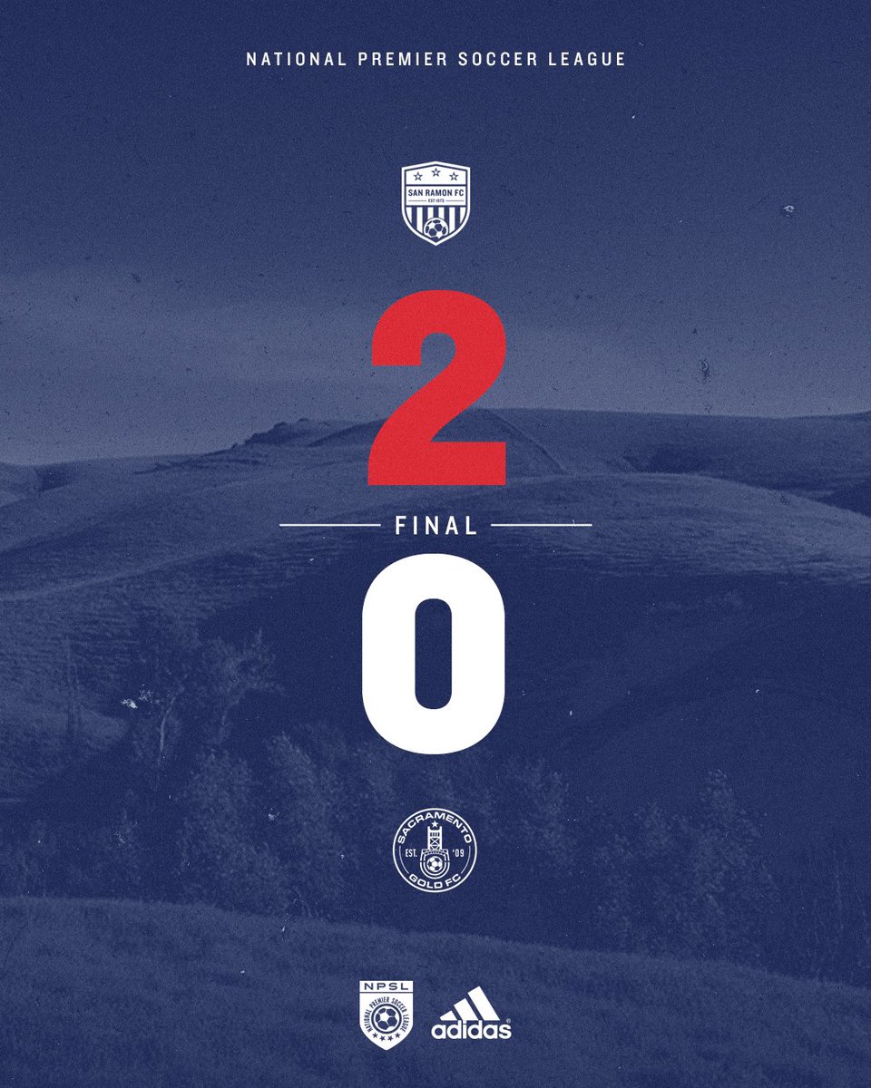 2-0. First win at home this season. Thanks to Sacramento Gold for the good competition. ¡Vamos San Ramon! @NPSLSoccer @SanRamonFC #sanramonfc #sanramonfc_npsl #npsl #npslsoccer #soccer