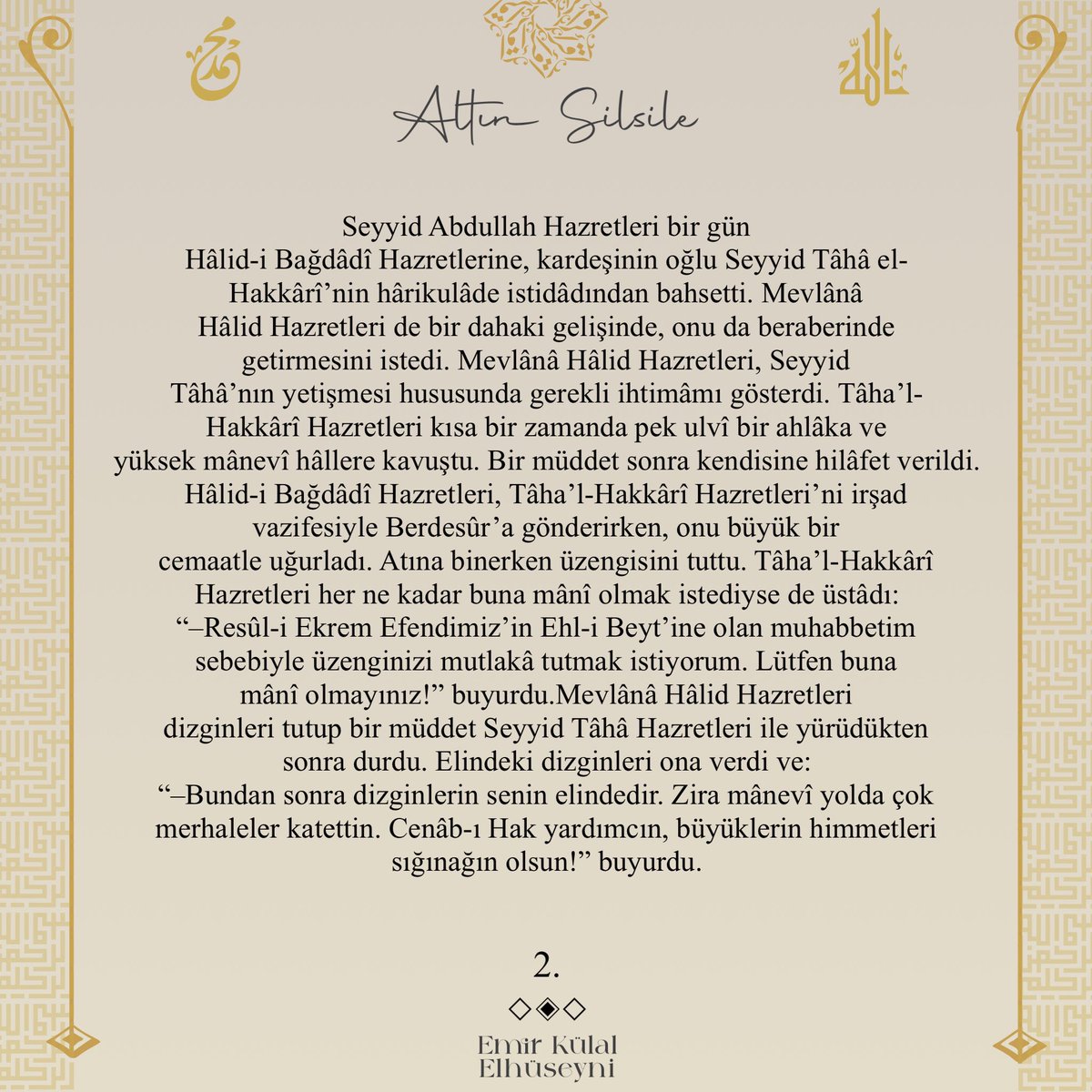 EmirKulalElhuse's tweet photo. Hak dostlarını inkâr edenden ve bid’at ehlinden, aslandan kaçar gibi kaçın! Münkirin ekmeğini yiyenin kalbi, zikre karşı kırk gün ölü gibi olur. Bu münkirler, Rasûlullah Efendimiz’in ﷺ zamanında olsalardı, O’na îmân etmezlerdi. 

-Seyyid Taha en-Nehrî Hazretleri https://t.co/bZXYi4Nj84