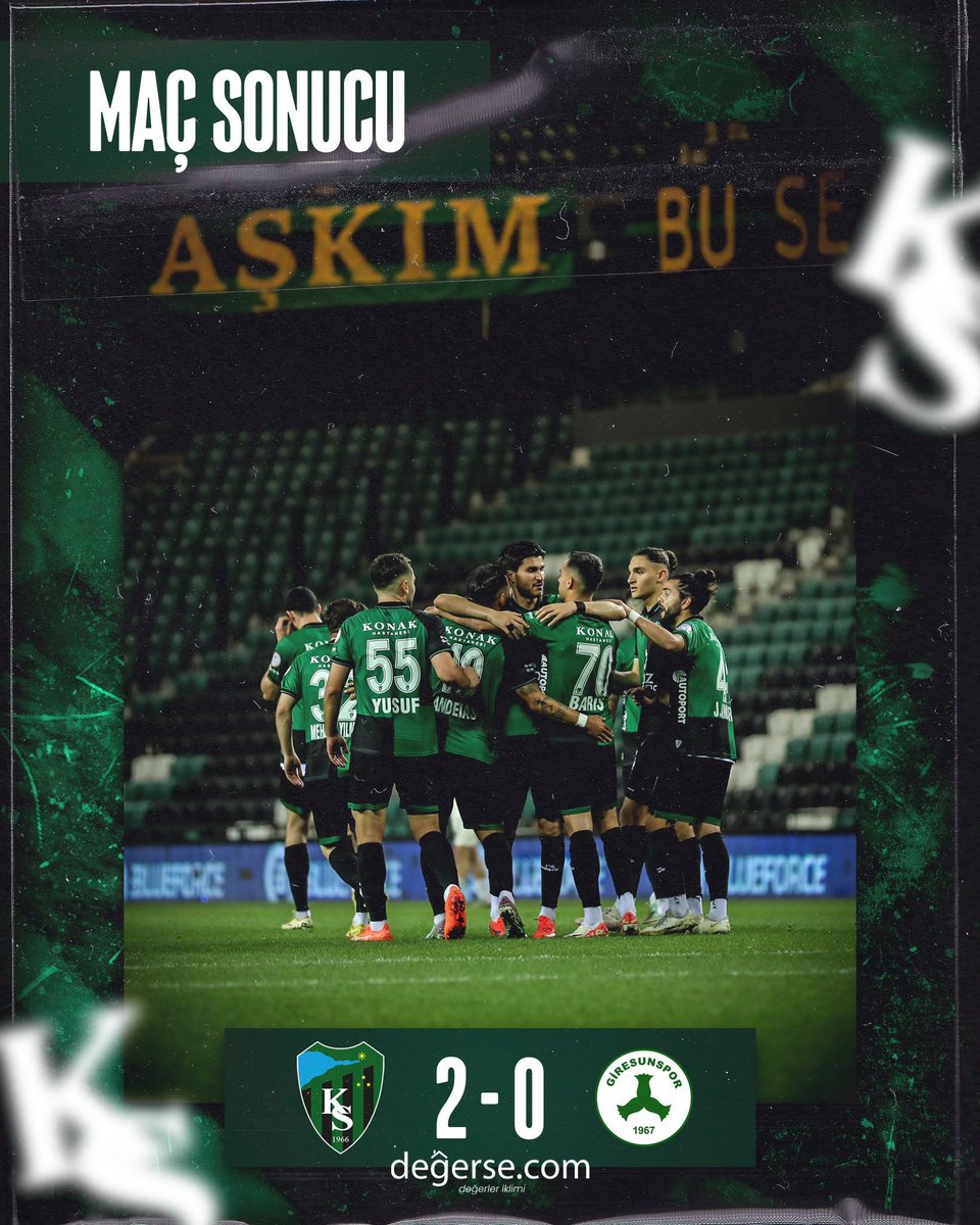 Tebrikler Kocaelispor! 💚🖤 Maç sonucu | Kocaelispor 2-0 Giresunspor #Kocaelispor'umuzu tebrik ediyorum.🇹🇷🇹🇷